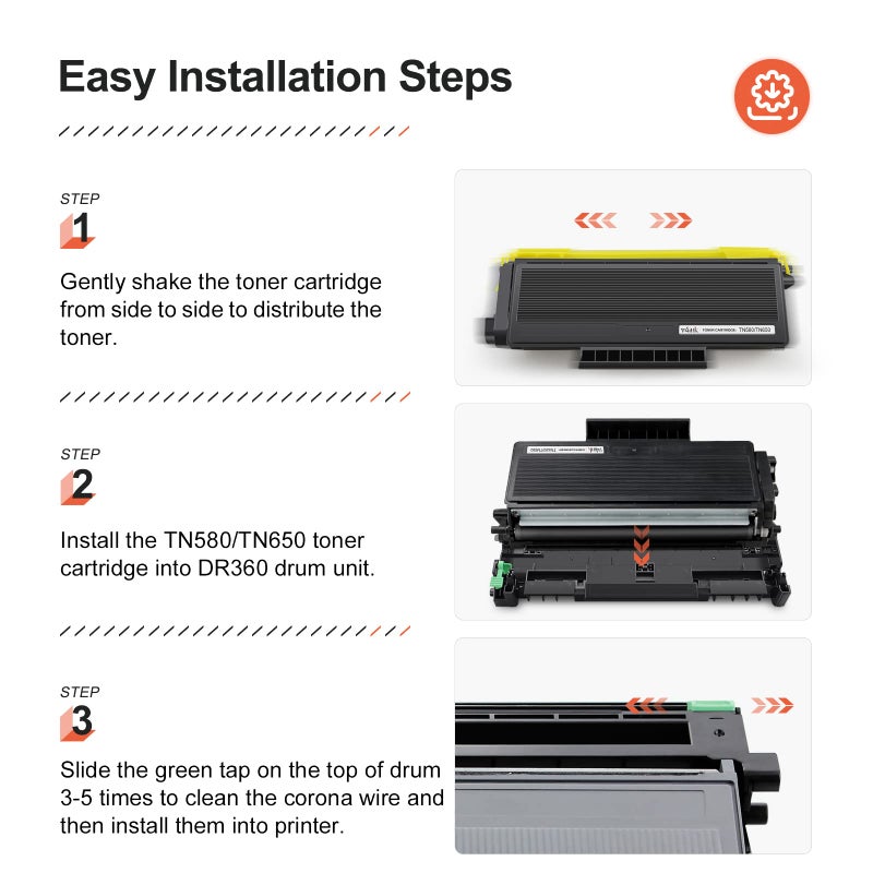 v4ink 2-Pack Compatible Toner Cartridge Replacement for Brother TN580 TN620 TN650 High-Yield Work with HL-5240 HL-5250 HL-5340 HL-5370 MFC-8460 MFC-8480 MFC-8680 MFC-8690 MFC-8860 MFC-8890 Series - Image 5
